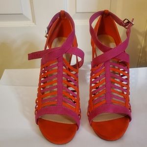 Shoedazzle ( hot pink & orange) 4.5 inch heel